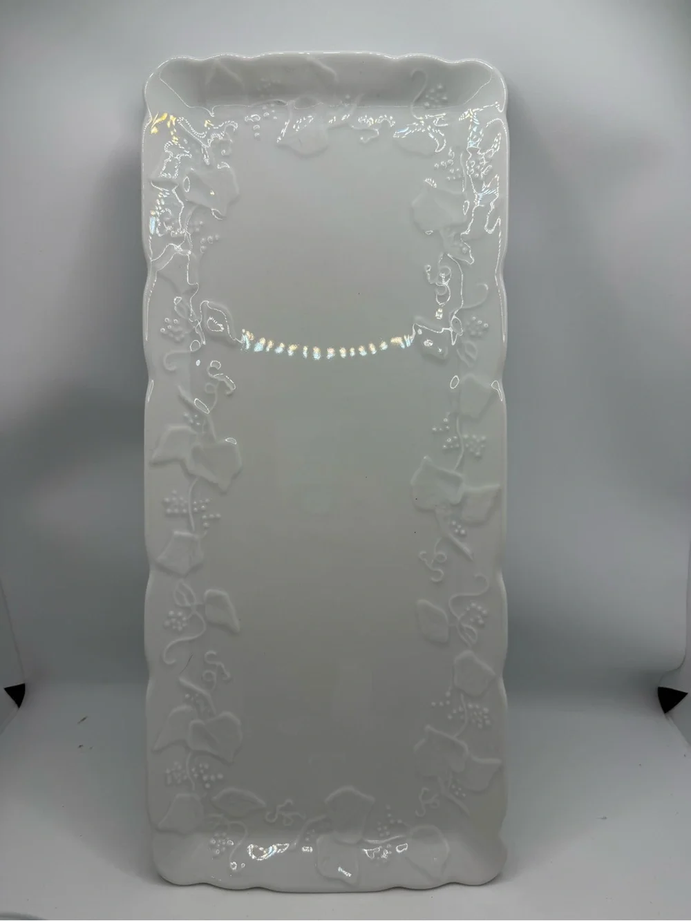 Dansk White Ivy Lierre Sauvage 14 Inch Rectangle Sandwich Tray Serving Platter